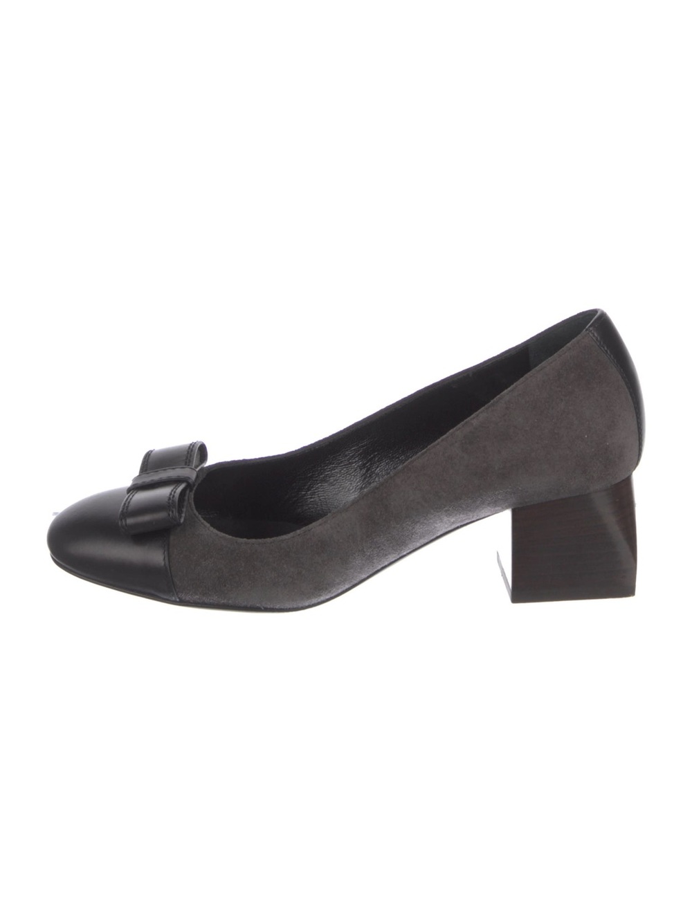 Lanvin women pumps shoes gray suede black cap toe bow heel sz EUR
40 US 9